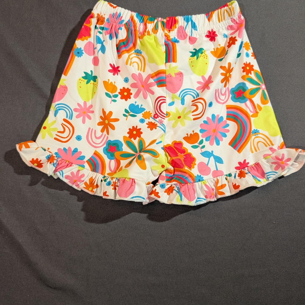 Colorful Retro Floral Ruffle Shorts - Picture 2 of 3